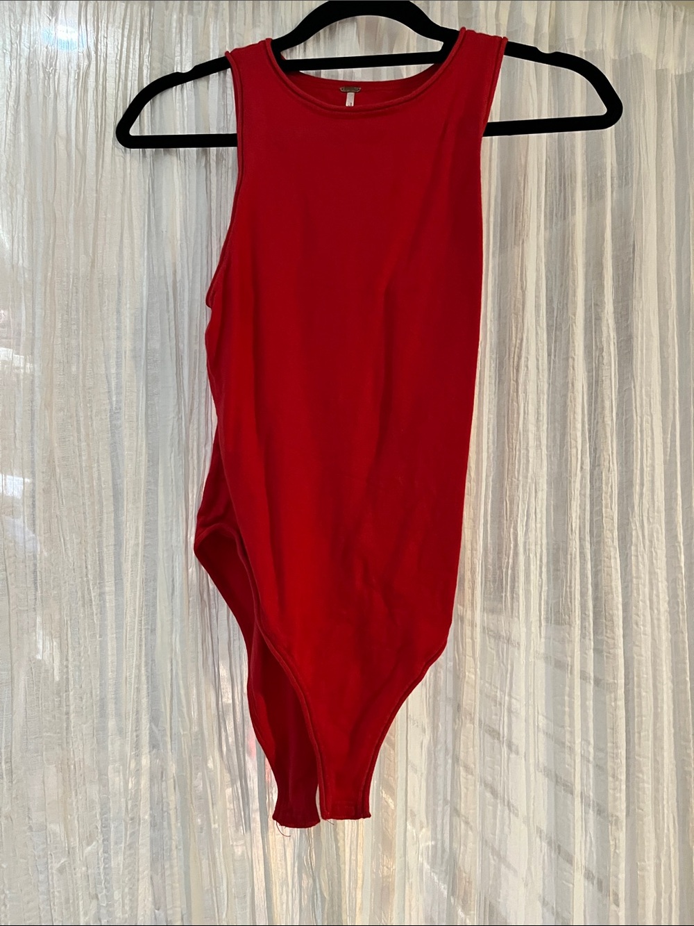Free People Red Sleeveless Ribbed Bodysuit